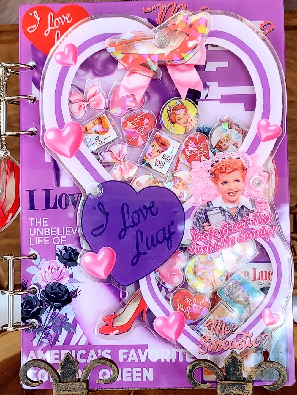 New! A5 Size I Love Lucy Heart Shaped Charm Acrylic Shaker Notebook -
